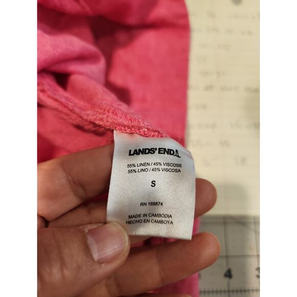 Lands’‎ End Linen Viscose Tunic Top Pink 3/4 Sleeve Pullover Blouse Small - Picture 4 of 4